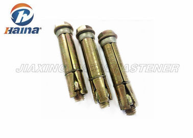 สี่ชิ้นสำหรับงานหนักเชลล์ M10 เหล็กกล้าคาร์บอน Gr.4.8 สลักเกลียวชุบสังกะสีสีเหลือง