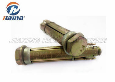 สี่ชิ้นสำหรับงานหนักเชลล์ M10 เหล็กกล้าคาร์บอน Gr.4.8 สลักเกลียวชุบสังกะสีสีเหลือง