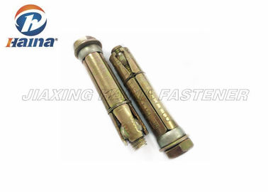 สี่ชิ้นสำหรับงานหนักเชลล์ M10 เหล็กกล้าคาร์บอน Gr.4.8 สลักเกลียวชุบสังกะสีสีเหลือง