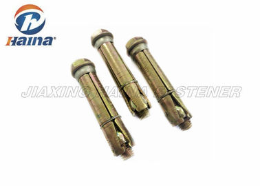 สี่ชิ้นสำหรับงานหนักเชลล์ M10 เหล็กกล้าคาร์บอน Gr.4.8 สลักเกลียวชุบสังกะสีสีเหลือง