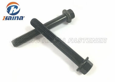 DIN6921 สลักเกลียวหน้าแปลนหกเหลี่ยมสีดำเกรดความแข็งแรงสูง 8.8 / 10.9 / 12.9