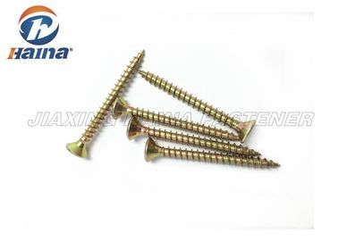 DIN7505 5X30mm Pozi Drive หัว Csk สกรูยึดด้วยตัวเองชุบสังกะสีเหลืองความยาว 30 มม