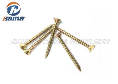 DIN7505 5X30mm Pozi Drive หัว Csk สกรูยึดด้วยตัวเองชุบสังกะสีเหลืองความยาว 30 มม