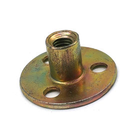 ฐานกลมชุบสังกะสีเหลือง M10 T Type Tee Nut พร้อมฐานกลม 3 รู