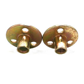 ฐานกลมชุบสังกะสีเหลือง M10 T Type Tee Nut พร้อมฐานกลม 3 รู