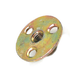 ฐานกลมชุบสังกะสีเหลือง M10 T Type Tee Nut พร้อมฐานกลม 3 รู