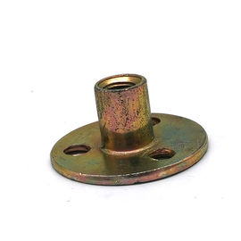 ขนาดเหล็กคาร์บอนชุบสังกะสีฐานกลม T Nut Brad Hole Tee Nut