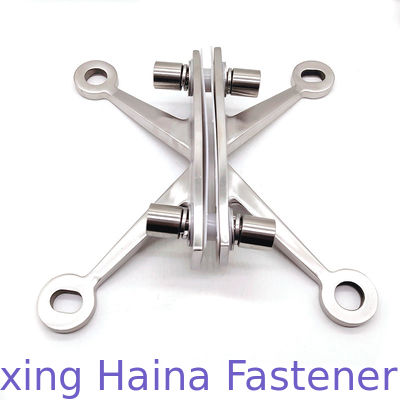 SS316 SS304 กระจกสแตนเลส 316 อุปกรณ์ยึดผนังม่านสี่แขน