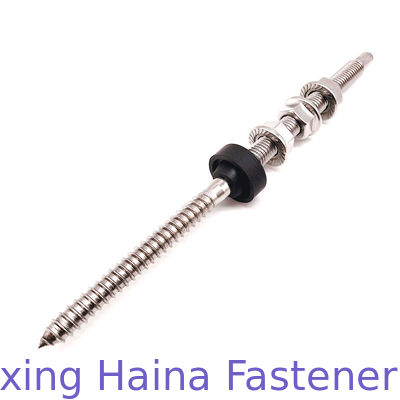 SS304 M10 200mm 250mm Hanger Bolts with 3 Flange Nuts